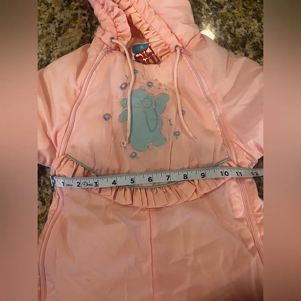 Adorable Vintage 24 M Ski Valley Snow Suit‎ Bear Embroidered Pink